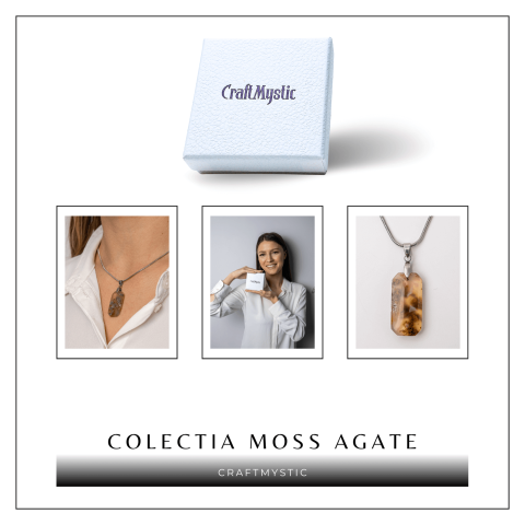 Colier Titanium cu Agat Muschi Dreptunghi – Echilibru Natural si Conexiune cu Natura [7]