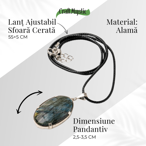 Colier cu Labradorit Oval – Stralucire Mistica si Protectie Energetica [4]