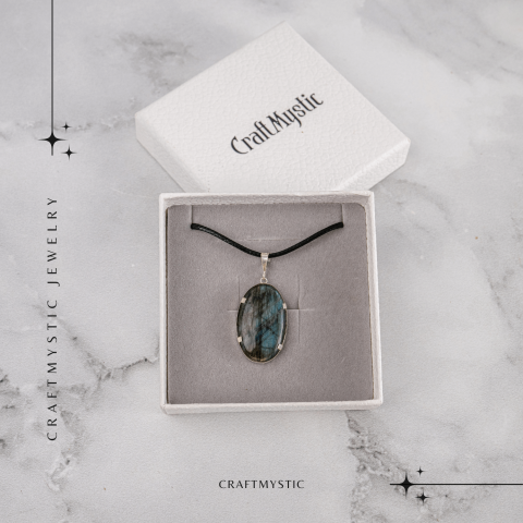 Colier cu Labradorit Oval – Stralucire Mistica si Protectie Energetica [6]