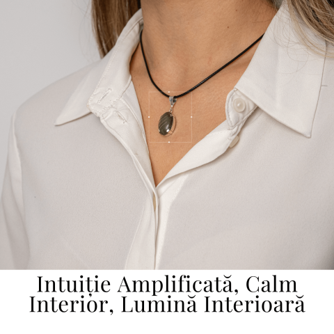 Colier cu Labradorit Oval pe Snur Cerat – Claritate Interioara, Intuitie si Lumina Mistica [1]