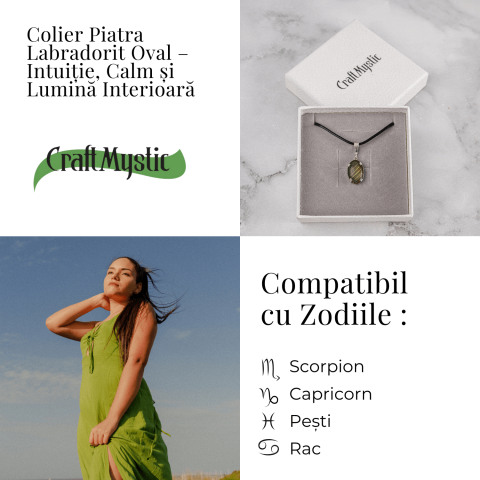 Colier cu Labradorit Oval pe Snur Cerat – Claritate Interioara, Intuitie si Lumina Mistica [3]