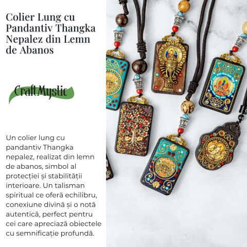 Colier Thangka Nepalez din Lemn de Abanos cu Leul de Zapada – Protectie Spirituala si Echilibru Interior [2]