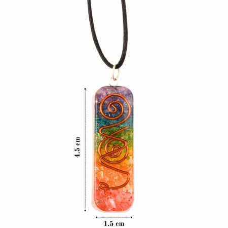Pandantiv 4.5 cm de Vindecare a Chakrelor Orgonic cu Snur  - Colier cu 7 Pietre ale Chakrelor pentru Protectia Energetica si Vindecare Spirituala [3]