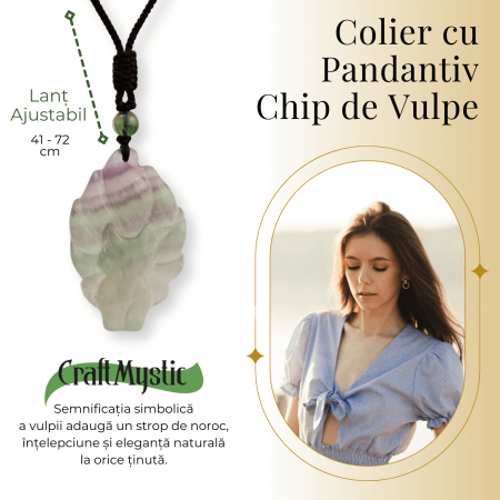 Colier cu pandantiv chip de vulpe din cristal vindecator Flourit verde [4]