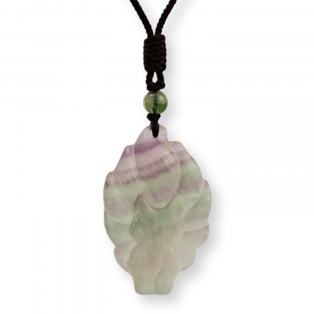 Colier cu pandantiv chip de vulpe din cristal vindecator Flourit verde [0]