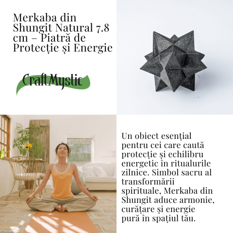 Merkaba din Shungit Natural 7.8 cm – Stea Sacra de Protectie Energetica si Armonie Interioara [4]