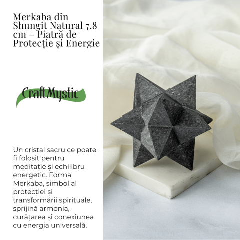 Merkaba din Shungit Natural 7.8 cm – Stea Sacra de Protectie Energetica si Armonie Interioara [2]