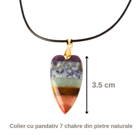 Pandantiv in forma de inima cu pietre naturale semipretioase naturale mixte Chakra cu ton auriu [3]
