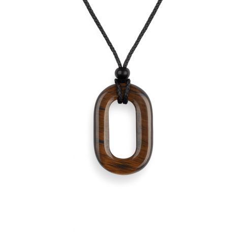 Incredere si Curaj - Colier cu Pandantiv Oval din Ochi de Tigru Natural – Putere si Protectie