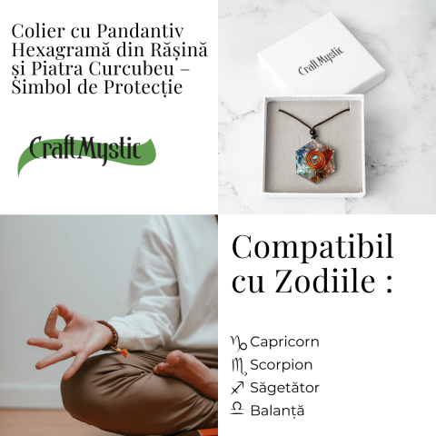 Colier cu Pandantiv Hexagrama din Rasina si Piatra 7 Chakre – Protectie si Armonie [4]