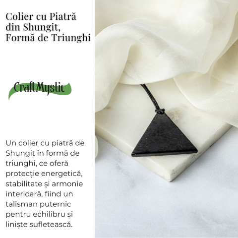 Colier cu Pandantiv Triunghiular din Shungit Natural – Protectie Energetica si Echilibru Interior [2]