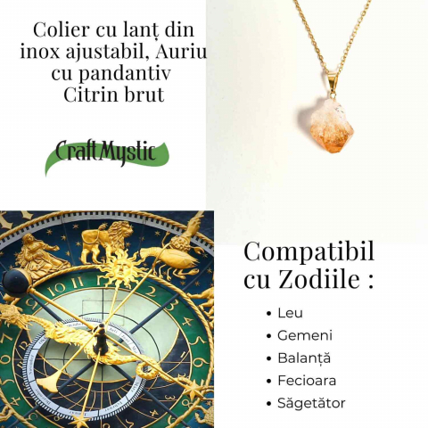 Colier auriu cu pandantiv citrin brut  – Energie si Prosperitate [4]