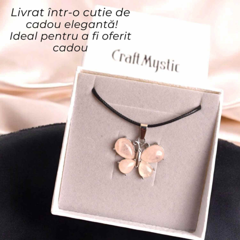 Colier ajustabil fluture cu ametist, ochi de tigru sau cuart roz – Protecție și Eleganță [6]