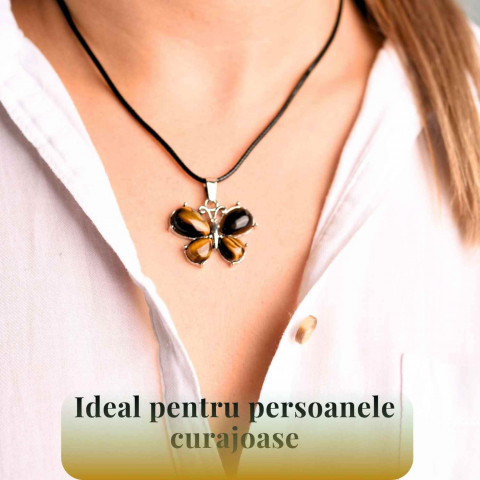 Colier ajustabil fluture cu ametist, ochi de tigru sau cuart roz – Protecție și Eleganță [1]