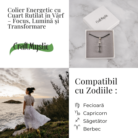 Colier cu Cuart Rutilat in Forma de Varf Lung – Claritate, Protectie si Energie Amplificata [3]