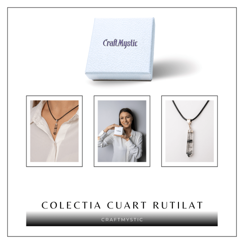 Colier cu Cuart Rutilat in Forma de Varf Lung – Claritate, Protectie si Energie Amplificata [7]