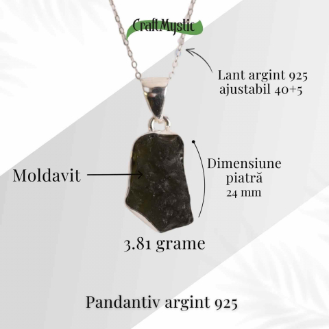 Colier din argint 925 cu moldavit natural – Trezire spirituala si protectie interioara [2]