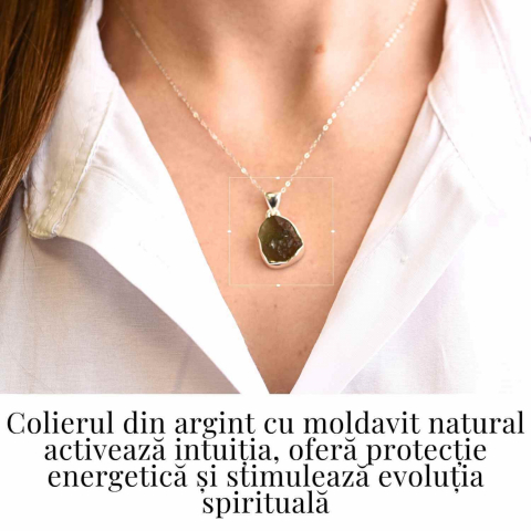 Colier din argint 925 cu moldavit natural – Claritate mentala si evolutie spirituala [1]