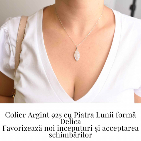 Colier din Argint 925 cu Piatra Lunii in Forma Delica – Intuitie Clara si Energie Feminina [1]