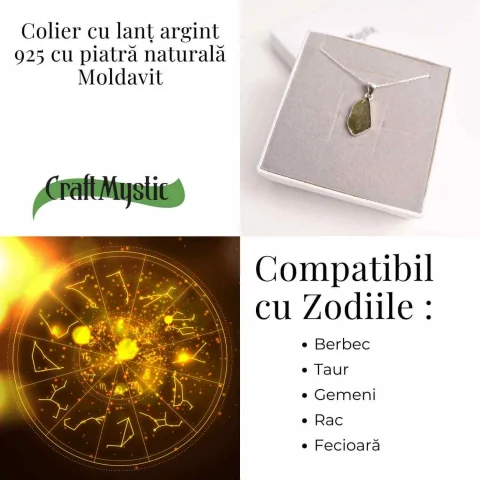 Colier din argint 925 cu moldavit natural – Claritate, protectie si energie transformationala [3]