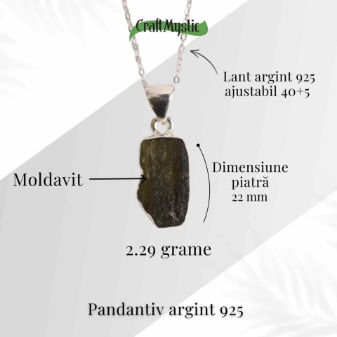 Colier din argint 925 cu moldavit natural – Claritate, protectie si energie transformationala [2]
