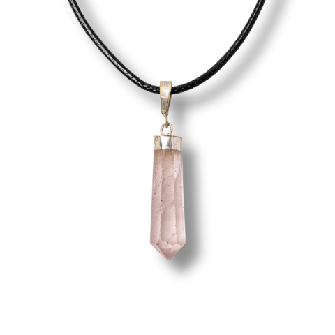 Incredere si Curaj - Colier Cuart Roz in Forma de Varf – Energie a Iubirii si Vindecare Delicata