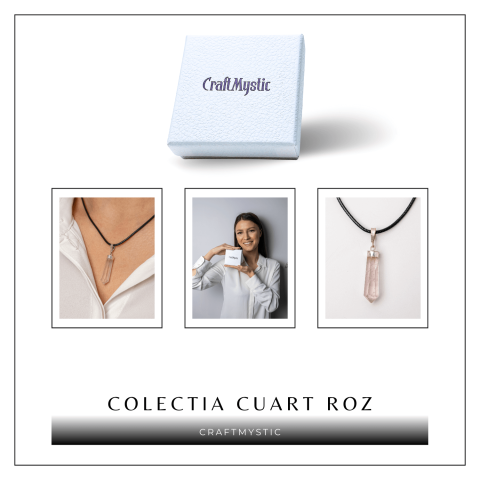 Colier Cuart Roz in Forma de Varf – Energie a Iubirii si Vindecare Delicata [7]