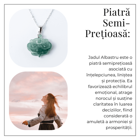 Colier Argint 925 cu Jad Albastru Sculptat Pixiu – Protectie, Echilibru si Prosperitate Interioara [5]