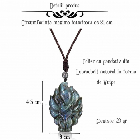 Colier cu Pandantiv Vulpita din Labradorit - Magia, Protectia si Intuitia [1]