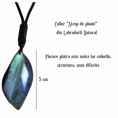 Colier cu Labradorit Natural 5 cm in Forma de "Strop de Ploaie" Piatra Intuitiei si Meditatiei [2]