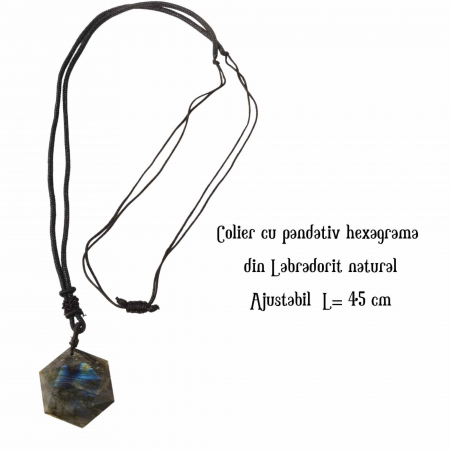 Colier Amuleta cu Hexagrama din Labradorit Natural - Dezvaluie-ti Puterile Magice [2]