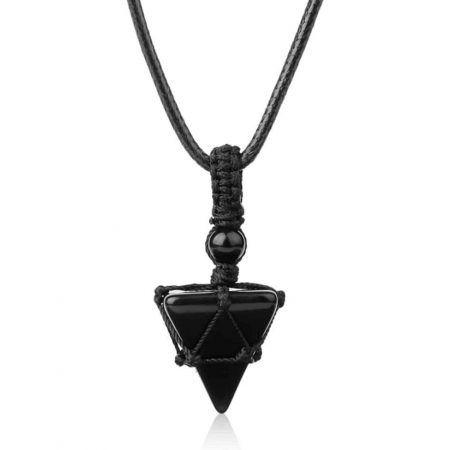 Sagetator - Colier Terapeutic din Obsidian sub Forma de Piramida