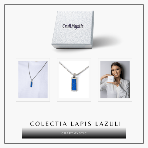 Colier otel inoxidabil cu Lapis Lazuli natural dreptunghiular – Intelepciune si Armonie Interioara [7]