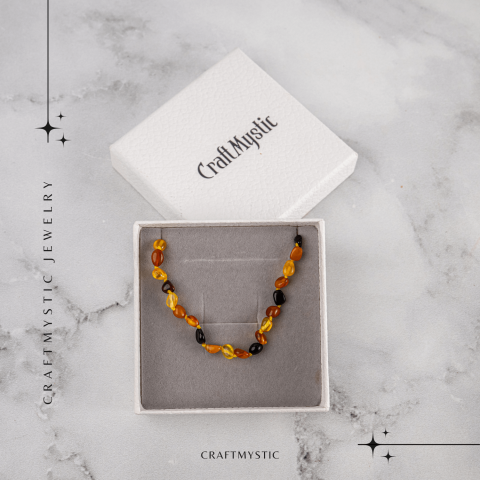 Colier Natural din Chihlimbar Multicolor – Galben si Maro Rosiatic pentru Protectie, Energie si Echilibru [6]