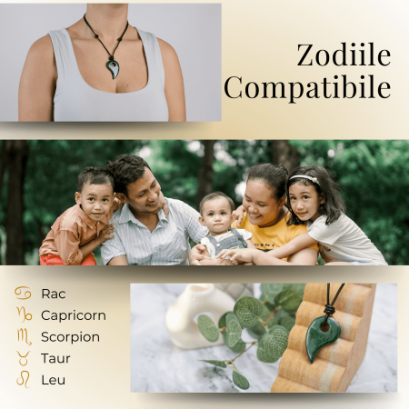 Colier cu Lant din Piele Ajustabil si Pandantiv 45mm in Forma de Virgula din Malachit Natural [4]