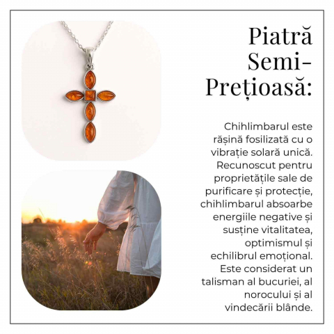 Colier cruciulita cu chihlimbar si montura argint 925 – Simbol sacru al puritatii si credintei [3]