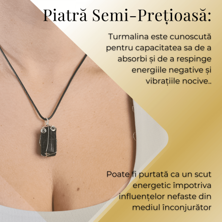 Colier Ajustabil cu Pandantiv din Turmalina Neagra Infasurata in Sarma, 25mm [1]