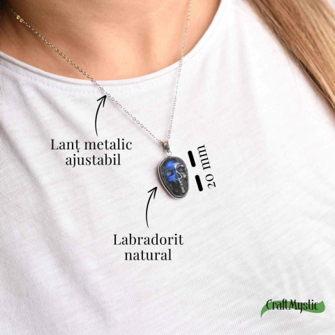 Colier ajustabil craniu labradorit natural, protectie si putere interioara [1]