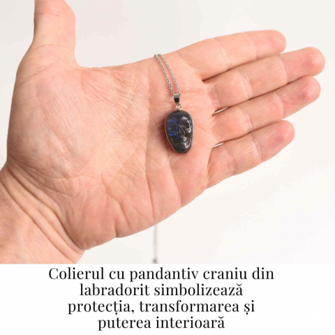 Colier ajustabil craniu labradorit natural, protectie si putere interioara [5]
