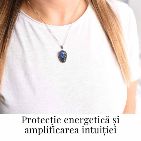 Colier ajustabil craniu labradorit natural, protectie si putere interioara [2]