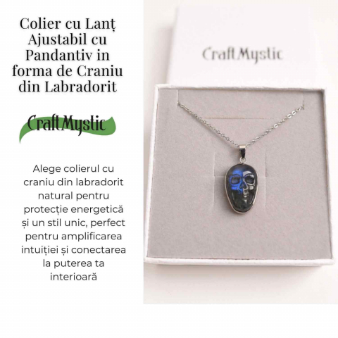 Colier ajustabil craniu labradorit natural, protectie si putere interioara [4]