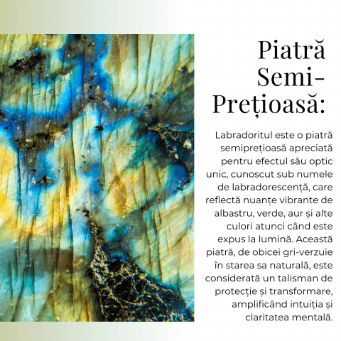 Colier Auriu Ajustabil cu Pandantiv Labradorit Lacrima pentru Protectie [8]