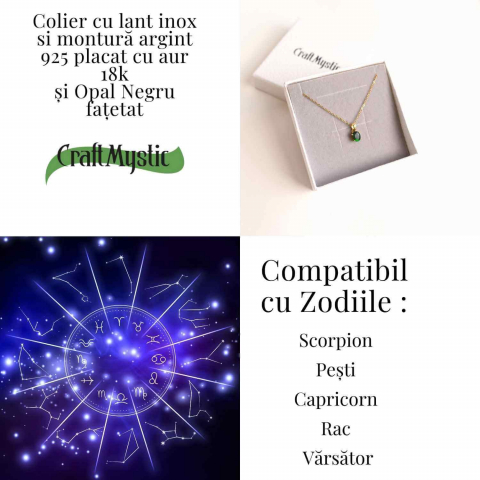 Colier cu Opal Negru fatetat si montura aurita – Protectie si claritate emotionala [5]