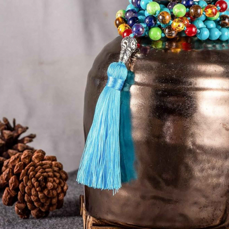 Colier Mala cu Turcoaz si 7 Chakre Colier Autentic din Jad, Piatra Sacralizata pentru Echilibru si Liniste [5]