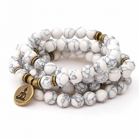 Colier-Bratara Mala din Turcoaz Alb cu 108 Margele - Eleganta si Spiritualitate intr-un Singur Accesoriu [4]