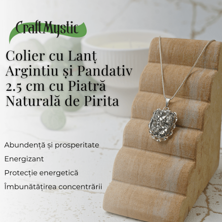 Colier Elegant cu Piatra Naturala de Pirita - Protector al Bunastarii si Prosperitatii [3]