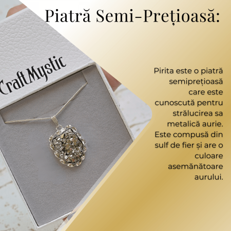 Colier Elegant cu Piatra Naturala de Pirita - Protector al Bunastarii si Prosperitatii [4]
