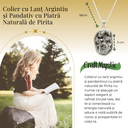 Colier Rafinat cu Piatra Naturala de Pirita 3-4 cm - Imbogateste-ti Viata cu Puterea Piritei [1]