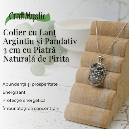 Colier Rafinat cu Piatra Naturala de Pirita 3-4 cm - Imbogateste-ti Viata cu Puterea Piritei [3]