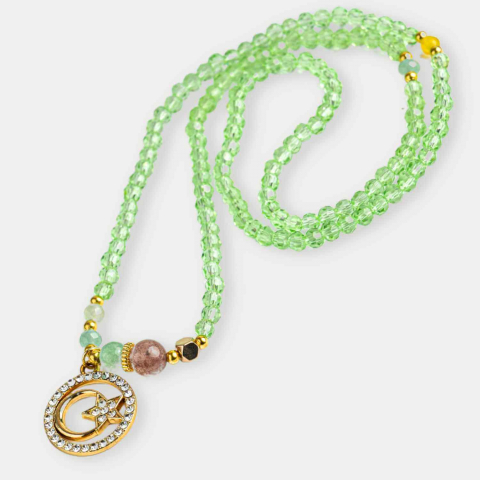 Creativitate si Inspiratie - Colier Mistic cu Peridot, Cristal Capsuna si Simboluri Ceresti